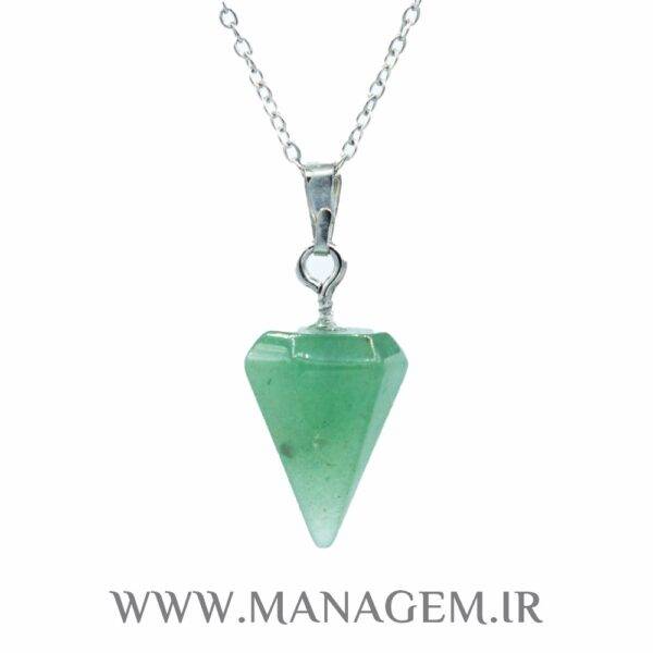 گردنبند مخروطی سنگ آونتورین سبز