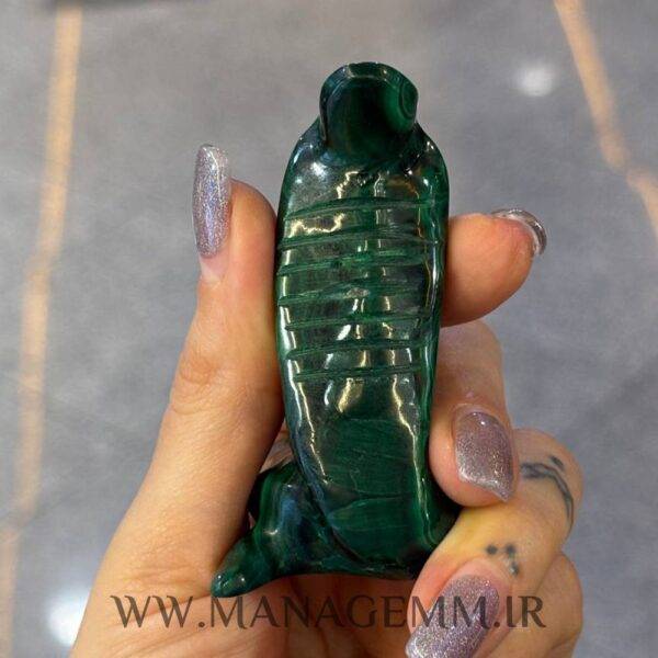 مجسمه سنگ مالاکیت طرح مار (تراش دست)