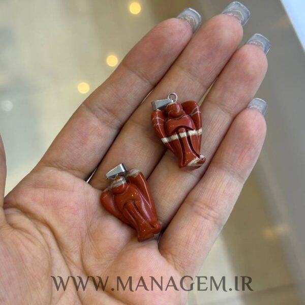 گردنبند سنگ جاسپر قرمز طرح فرشته
