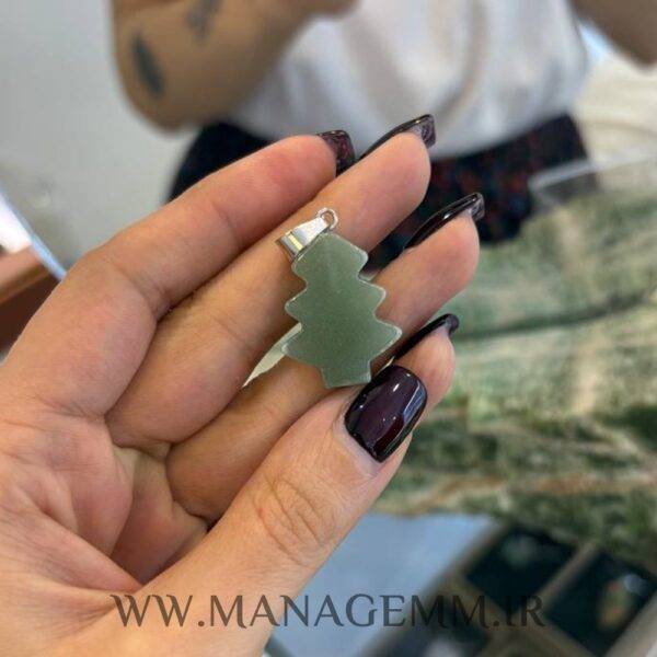 گردنبند سنگ آونتورین سبز - طرح کاج