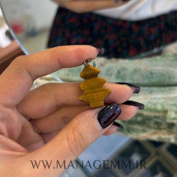 گردنبند سنگ چشم ببر – طرح کاج 