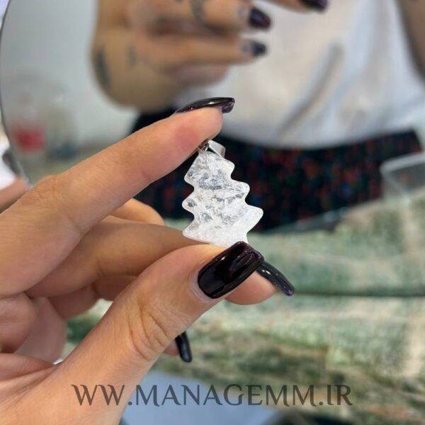 گردنبند سنگ کوارتز شفاف - طرح کاج