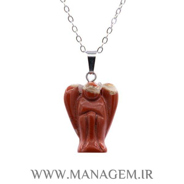 گردنبند سنگ جاسپر قرمز طرح فرشته