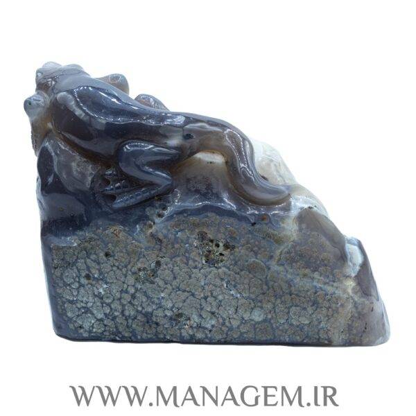 مجسمه سوسمار عقیق و کوارتز